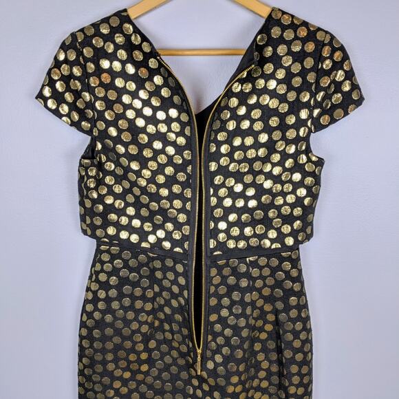 Kensie Black and Gold Polka Dot Mini Dress Size S - Picture 6 of 8